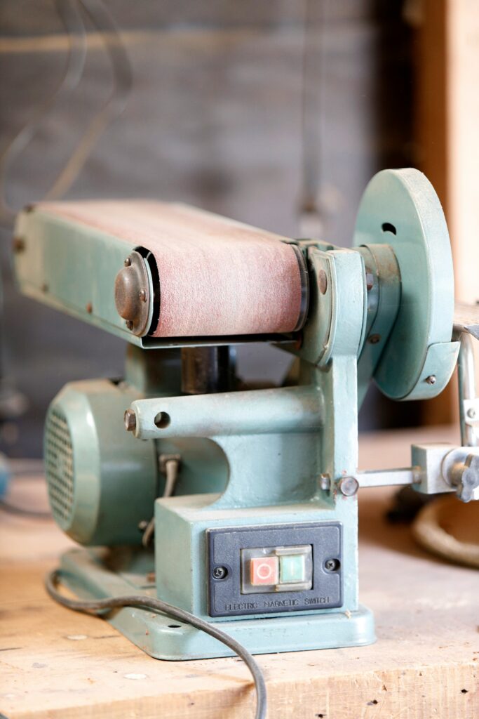 Belt Sander A corded belt sander.
