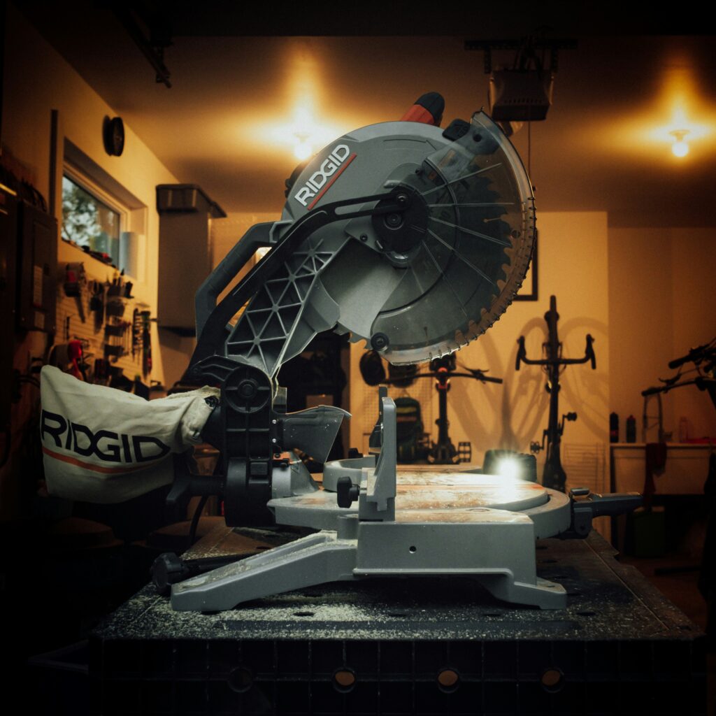 Compound Miter Saw A compound miter saw.